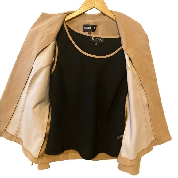 Studio 1 Beaded Blazer Womens Jacket 10 Brown Embroidered Open Front Retro Chic - Picture 2 of 11